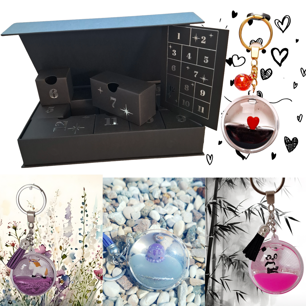 SANNES - Calendario dell'Avento con 12 portachiavi / charm da borsa