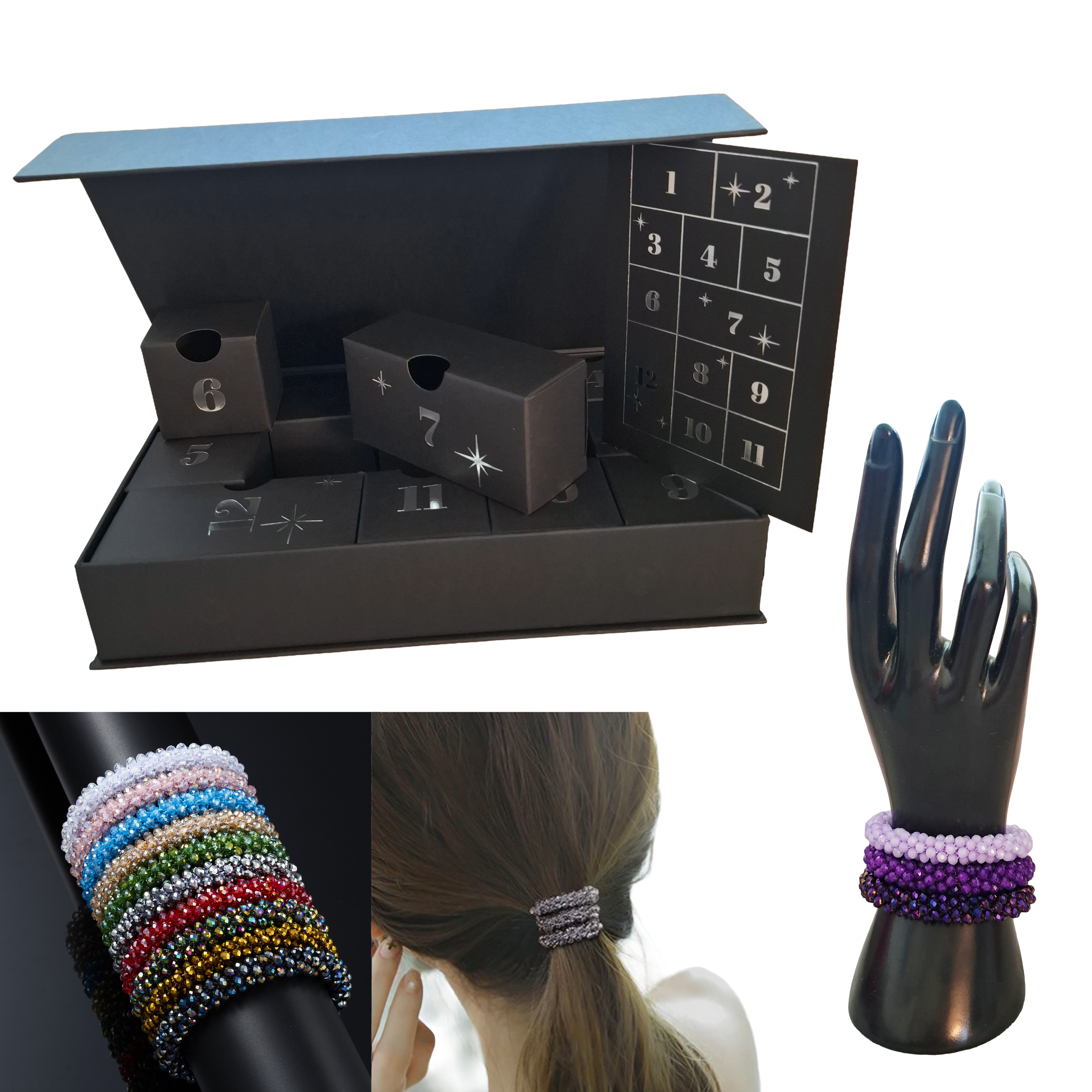 SANNES 12er-Adventskalender Strasshaar- und Armband
